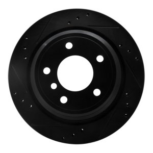 BMW 525I Brake Rotor (1) - Rear Left - R1 Concepts - Drilled & Slotted - Black - `96-`03